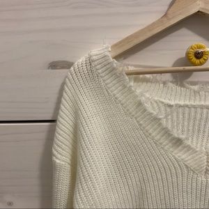 cropped white sweater